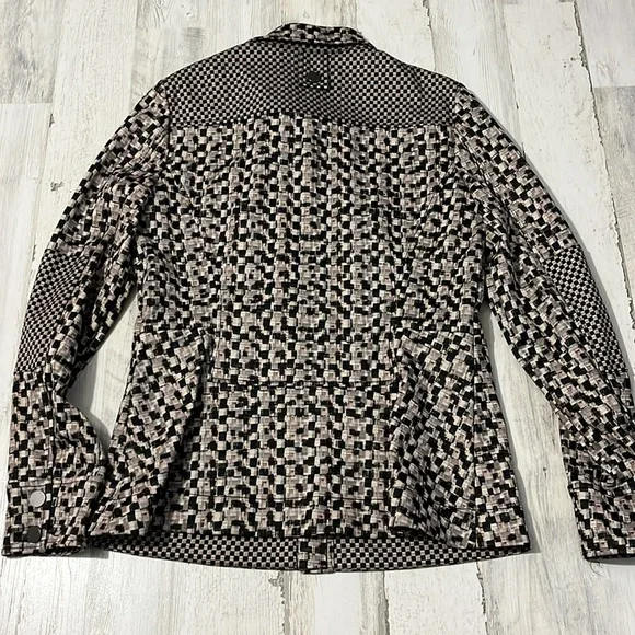Hilton Hollis Check Squares Black and Tan Snap Jacket Size 10 - Picture 7 of 12